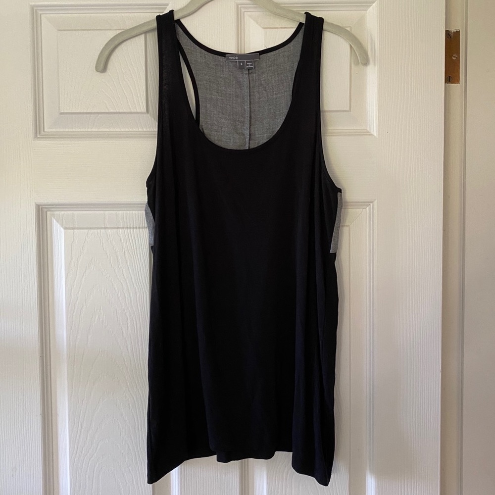 Vince Black and Grey Color Block Tank Top